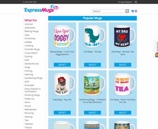 Express Mugs Homepage